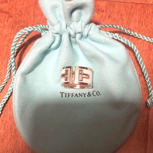 Tiffany & Co 18K Yellow Gold T Ring White Ceramic